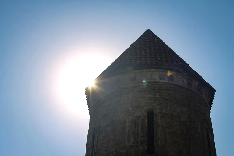 Kish Albanian church in Shaki in sunlight